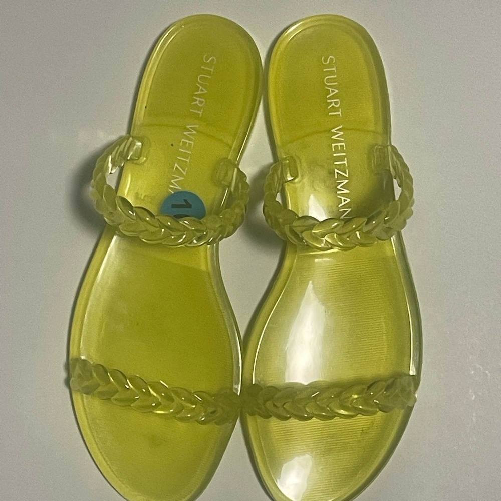 Stuart Weitzman Yellow Sandals Glossy Minimalist Design